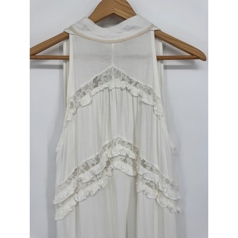 POL Tunic Dress Lace Ruffle Women M Cream Boho Ethereal Festival Victorian - Picture 9 of 12